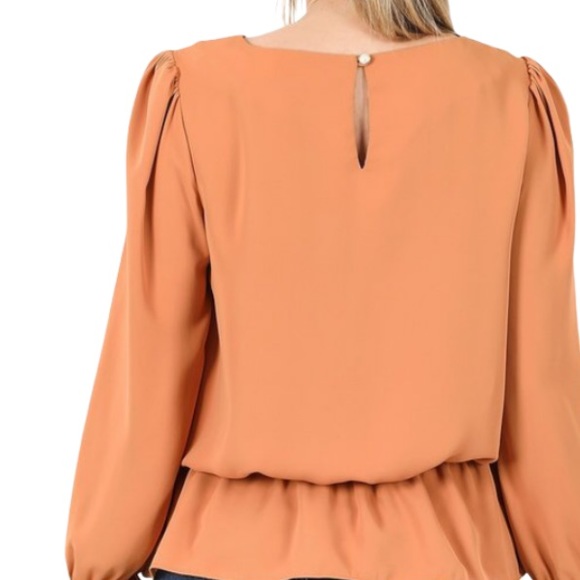 NEW boho puff sleeve keyhole blouse top - Picture 4 of 6